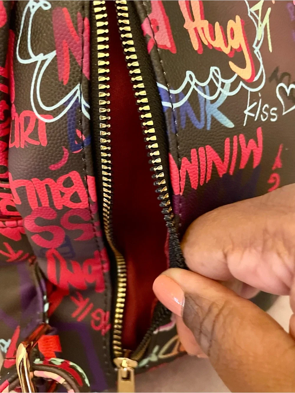 Graffiti Multicolor Backpack — Faux Vegan Leather. Vibrant Street Style